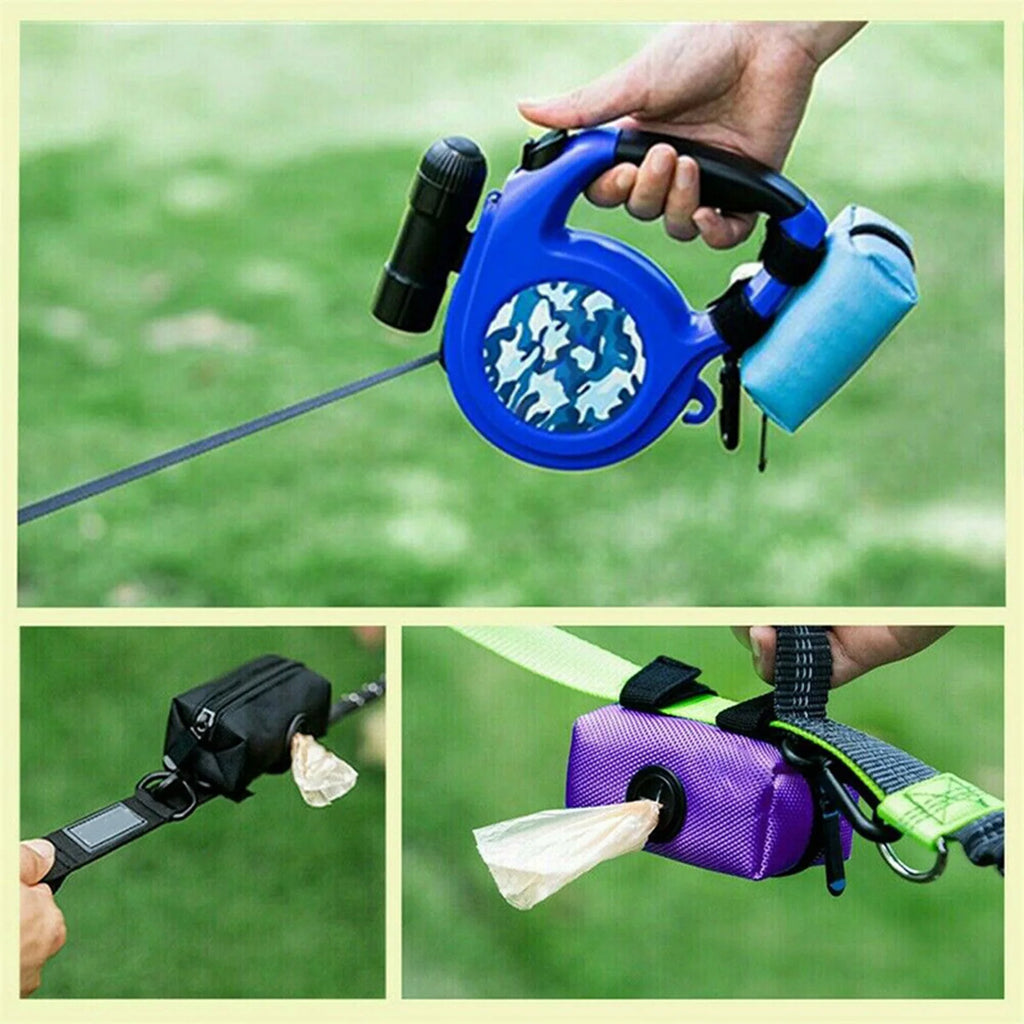 Dog Poop Bag Holder Dispenser | Durable Polyester Pet Waste Bag Pouch with Attachment Clip | Portable Zippered Outdoor Walking Trash Bag Storage Organizer