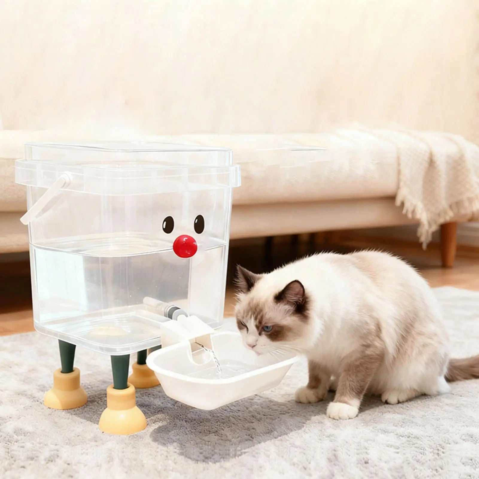 Automatic Pet Water Fountain | 3L/5L Large Capacity Auto Cat & Dog Drinker | Cute Smiley Face Design Transparent Circulating Fresh Water Dispenser Bowl