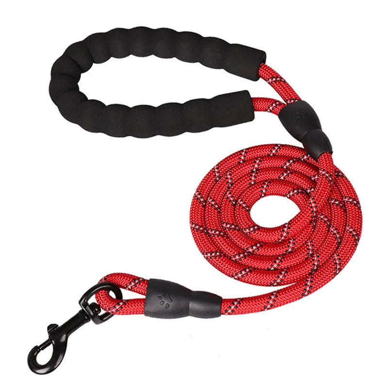 1.5m Heavy Duty Climbing Rope Dog Leash | Durable Nylon Braided Lead with Soft Padded Handle | Reflective Shock Absorbing Training Traffic Cord for Cats and Dogs