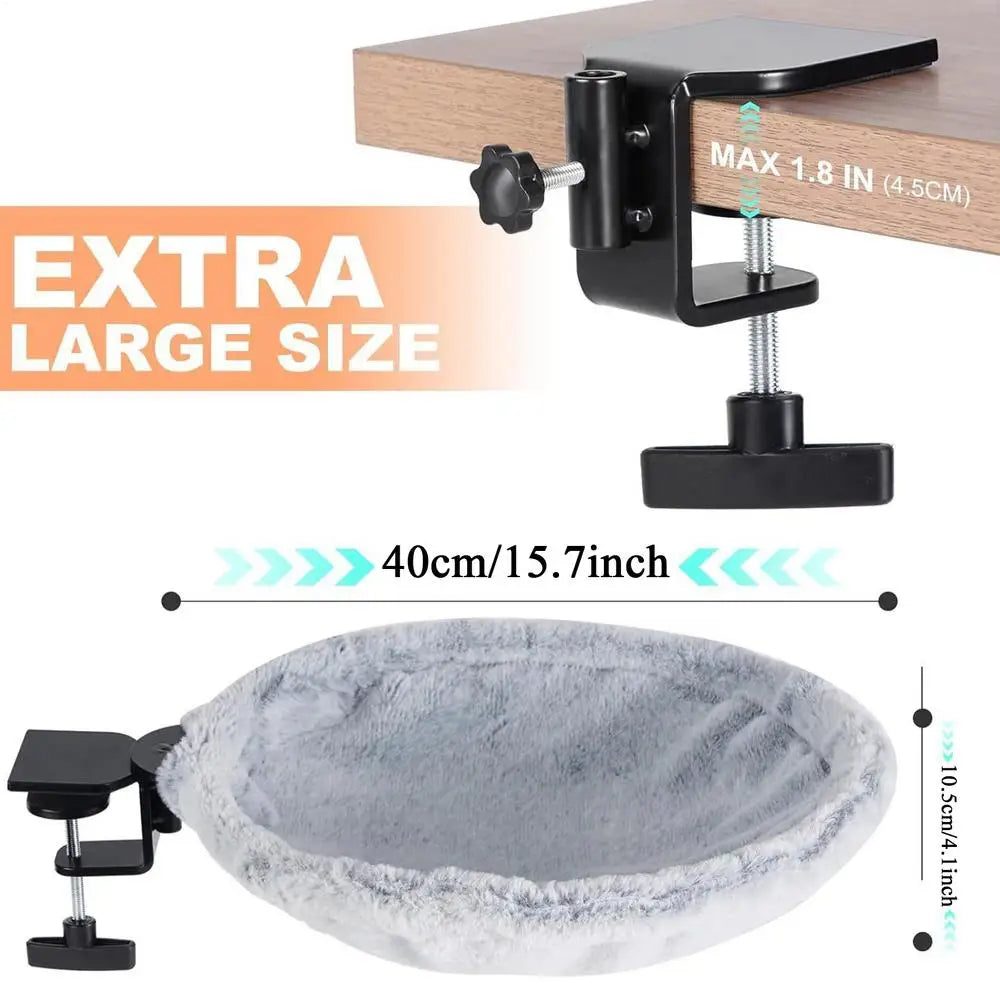 180° Rotating Cat Desk Bed Hammock – Ergonomic Under-Desk Clamp-On Pet Bed & Office Office Lounge