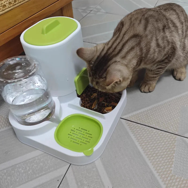 2-in-1 Automatic Pet Feeder and Water Dispenser | Ultra-Large Capacity Gravity Food Station & Drinking Bowl | Non-Electric Integrated Feeding Hub for Cats and Dogs
