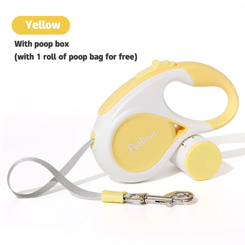 Automatic Retractable Dog Leash 3M 5M | Heavy-Duty Extension Walking Lead with Built-In Poop Bag Dispenser | Modern Ergonomic Traction Rope for Small and Medium Pets
