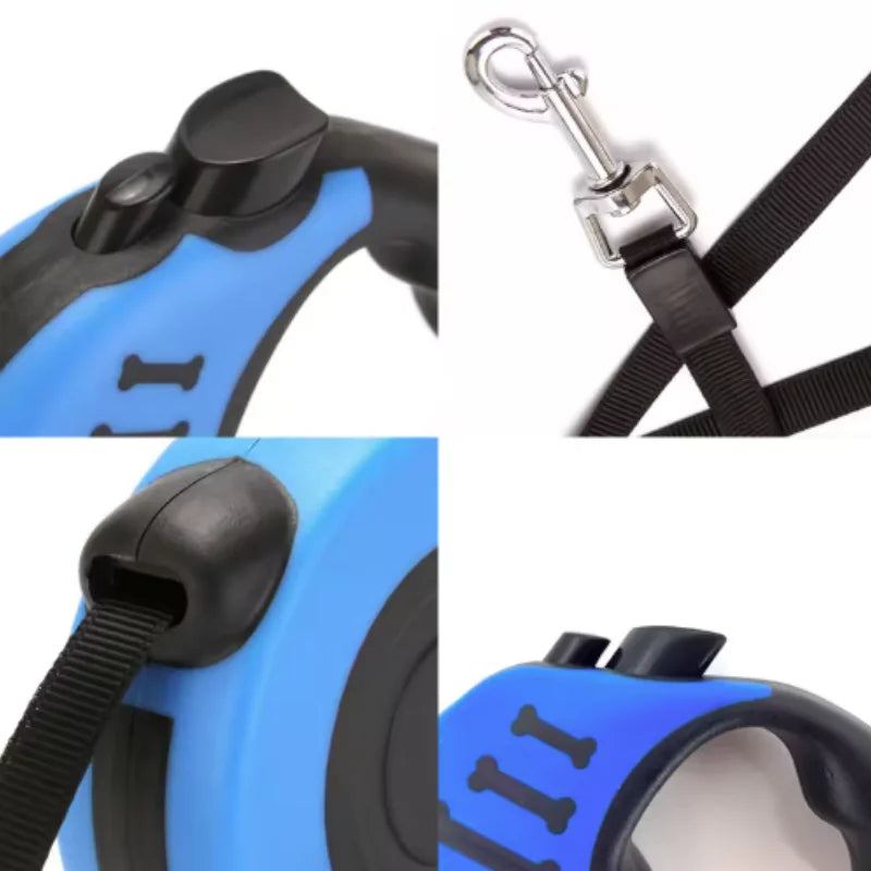 Automatic Retractable Dog Leash | Durable Nylon Extension Walking Lead | Heavy-Duty Anti-Slip Roulette Traction Rope with Quick Brake System for Cats and Dogs
