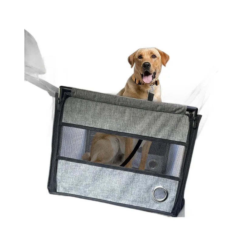 Portable Car Pet Seat | Stable Dog Carrier with Safety Mesh Protector | Waterproof Scratch-Proof Backseat Travel Basket Booster for Small to Medium Dogs