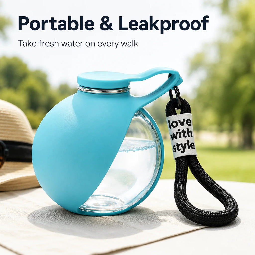 Portable Dog Water Bottle | Leaf-Shaped Silicone Travel Pet Water Dispenser with Wrist Strap | Leak-Proof Lightweight Outdoor Walking and Hiking Hydration Bowl