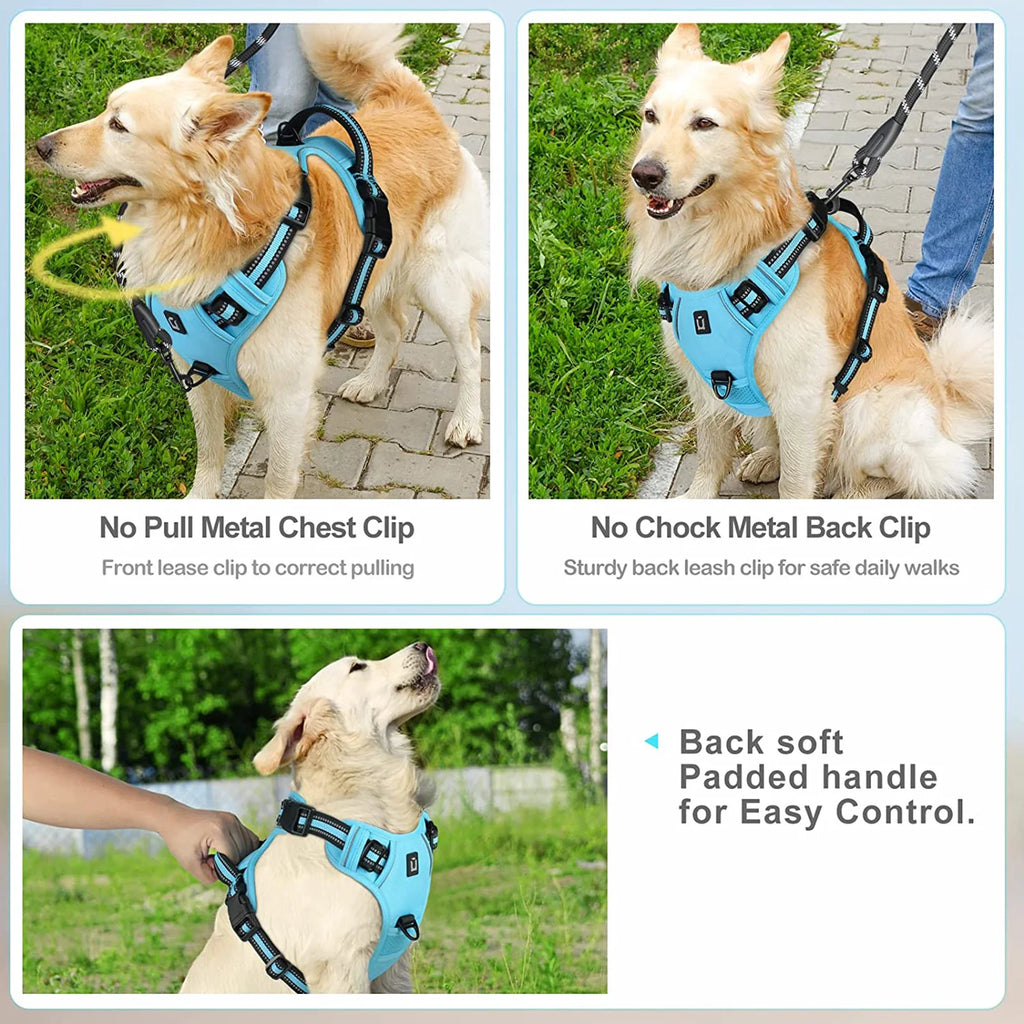 No-Pull Dog Harness with Easy Control Handle | Adjustable Soft Padded Pet Vest | Heavy-Duty Breathable Reflective Outdoor Walking Harness for Medium to Large Dogs