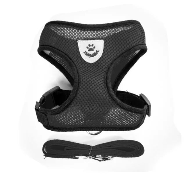 Cat and Dog Harness with Leash Set | Adjustable Polyester Mesh Breathable Walking Vest | Reflective No-Choke Escape-Proof Harness Jacket for Kittens and Small Dogs