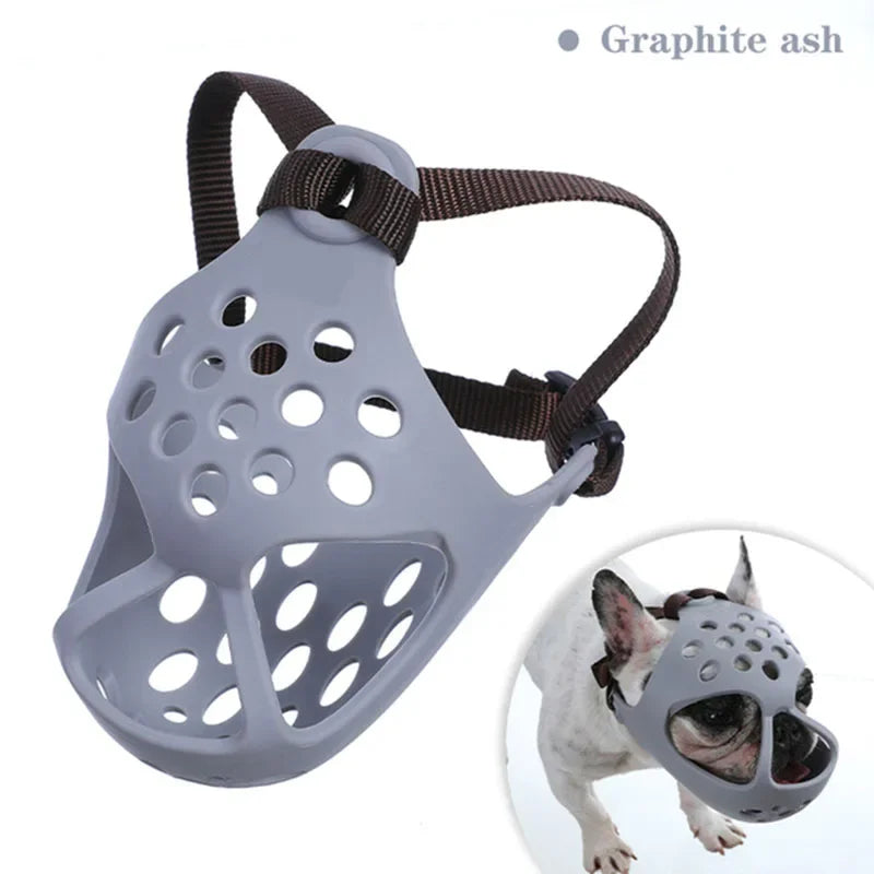 Short Snout Dog Muzzle | Soft Silicone Mask for Flat-Faced Breeds | Breathable Mesh Safety Cover for Biting, Chewing, and Licking Training for French Bulldogs, Pugs, and Boston Terriers