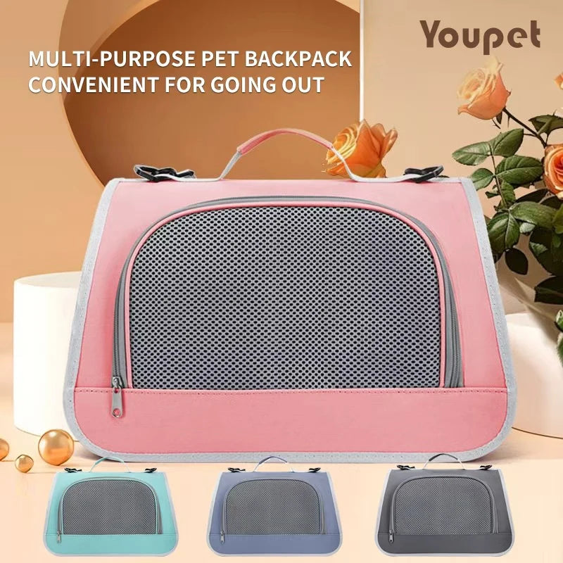 Pet Outing Portable Handbag | Summer Breathable Cat & Dog Carrier Bag | Travel Puppy & Kitten Single Shoulder Tote with Mesh Ventilation Panel