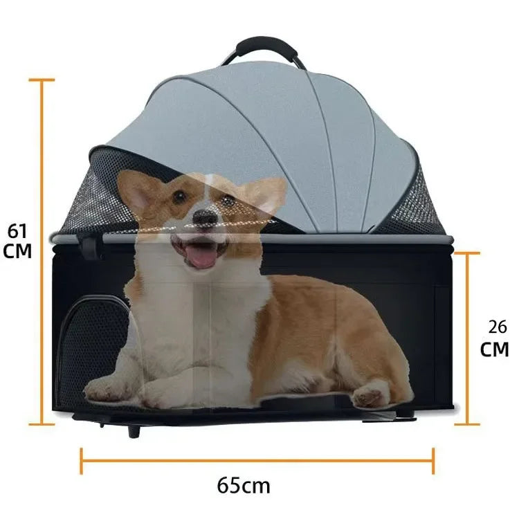 Pet Car Stroller 3-in-1 Combo | Lightweight Foldable Dog Walking Jogger | Detachable Car Safety Seat Basket and Travel Carrier for Medium Dogs & Cats