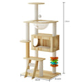 Multi-Level Wooden Cat Tree Condo – Modern Indoor Cat Activity Tower with Plush Perches & Scratching Posts