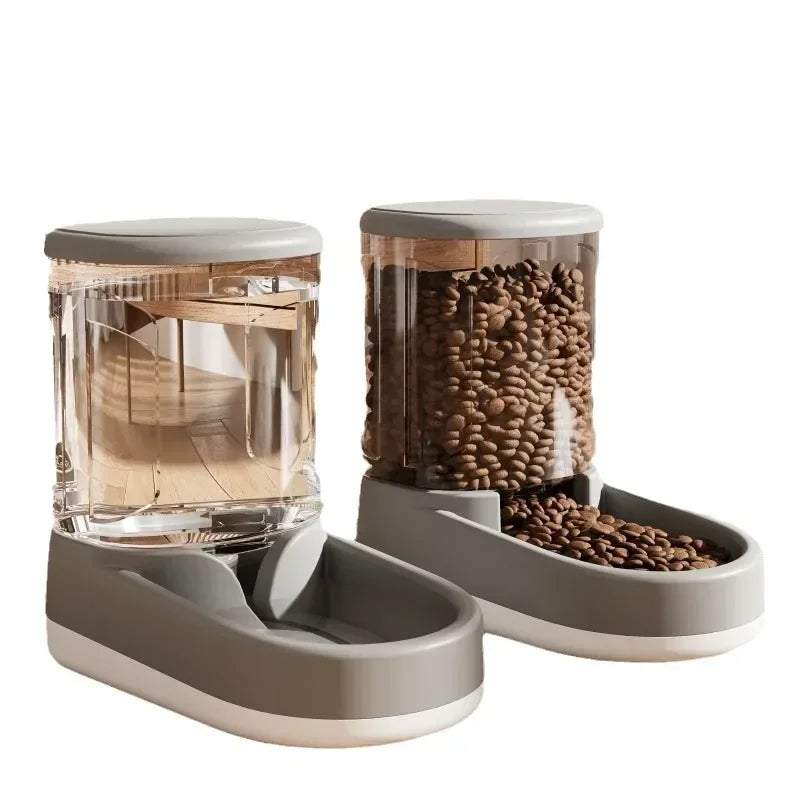 Automatic Pet Feeder and Water Dispenser Set | Gravity Food Storage Station & Drinking Bowl | Non-Electric Self-Dispensing Feeder for Cats and Dogs