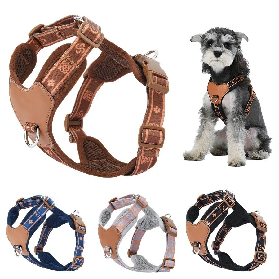 Breathable Reflective Dog Chest Strap Harness | Adjustable Suede Soft Leather No-Pull Vest | Step-In Comfort Padded Walking Harness for Small to Medium Dogs
