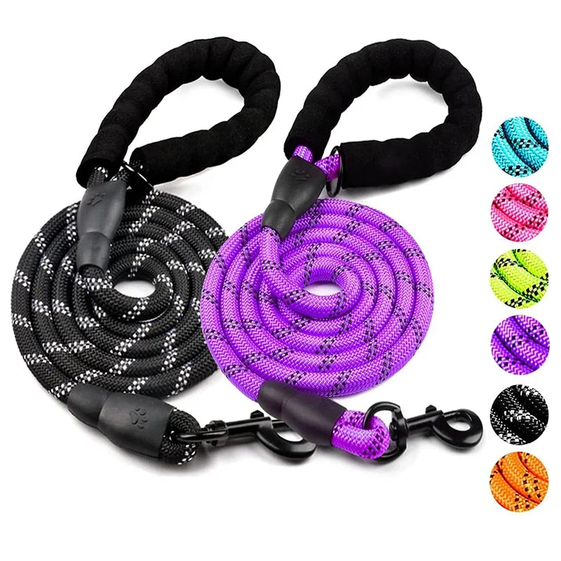 Heavy Duty Anti-Pull Bungee Dog Leash – Shock Absorbing Reflective Pet Leash with Soft Dual Handles