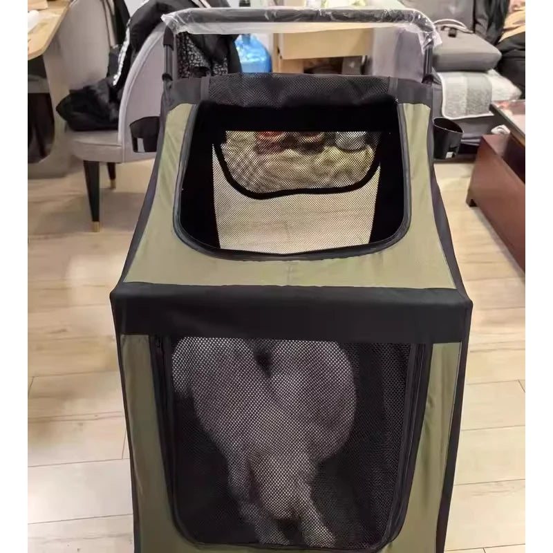 Portable Foldable Pet Stroller | Multi-Functional Large Dog Trailer Cart | Heavy-Duty 4-Wheel Jogger Wagon for Injured, Senior, and Elderly Dog Mobility