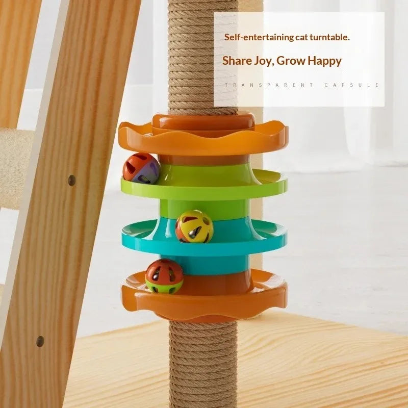Multi-Level Wooden Cat Tree Condo – Modern Indoor Cat Activity Tower with Plush Perches & Scratching Posts