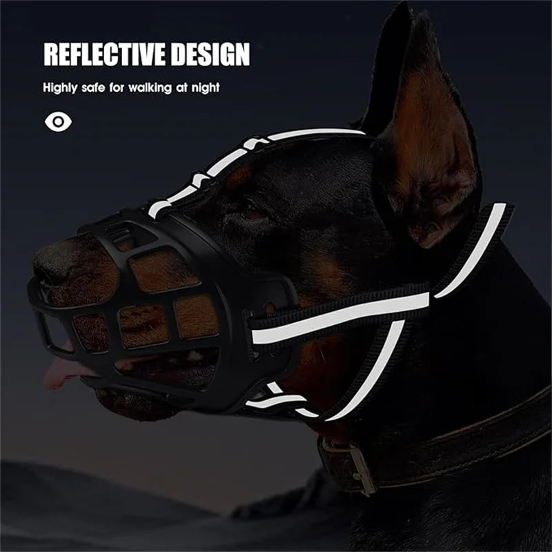 Humane Basket Dog Muzzle – Breathable Soft Silicone Cage Mouth Cover for Small, Medium & Large Dogs