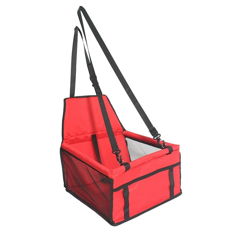 Portable Foldable Dog Car Safety Seat | Breathable Waterproof Pet Travel Booster Basket | Heavy-Duty Car Riding Box with Built-In Safety Strap for Dogs and Cats