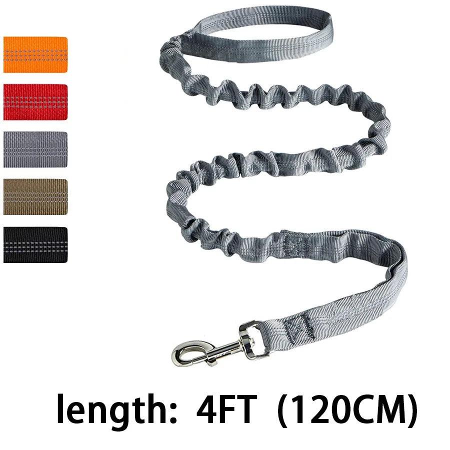 Heavy Duty Bungee Dog Leash | 4FT Shock Absorbing Extension Traffic Lead | Tactical No-Pull Reflective Walking Running Rope for Medium and Large Dogs