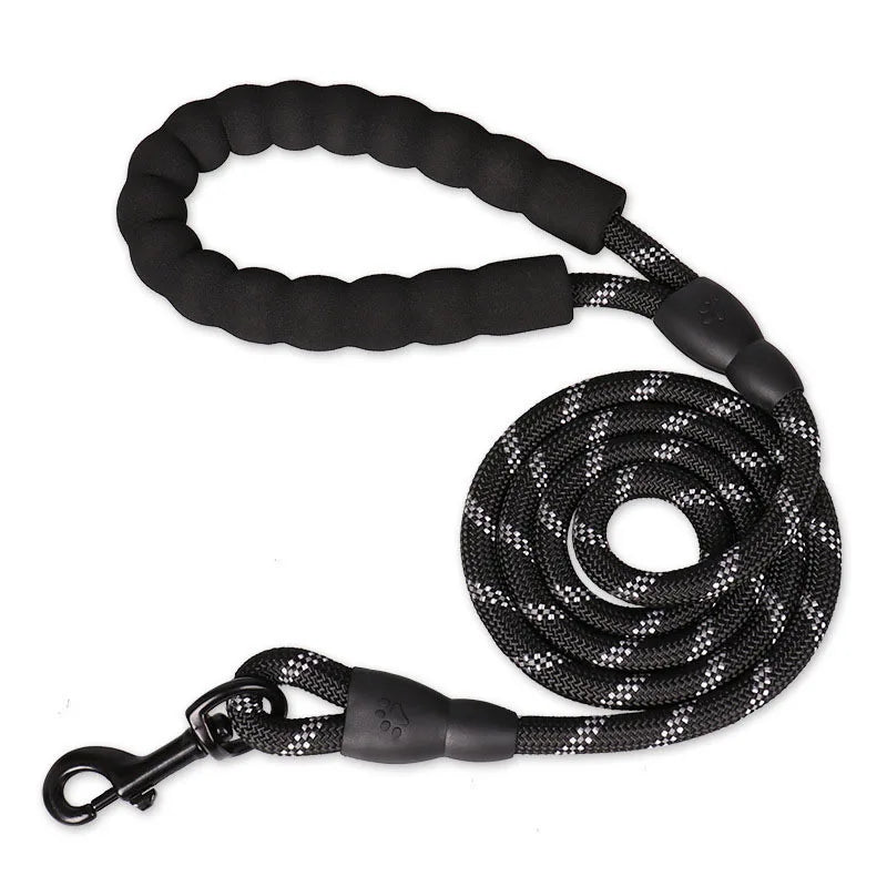 1.5m Heavy Duty Climbing Rope Dog Leash | Durable Nylon Braided Lead with Soft Padded Handle | Reflective Shock Absorbing Training Traffic Cord for Cats and Dogs