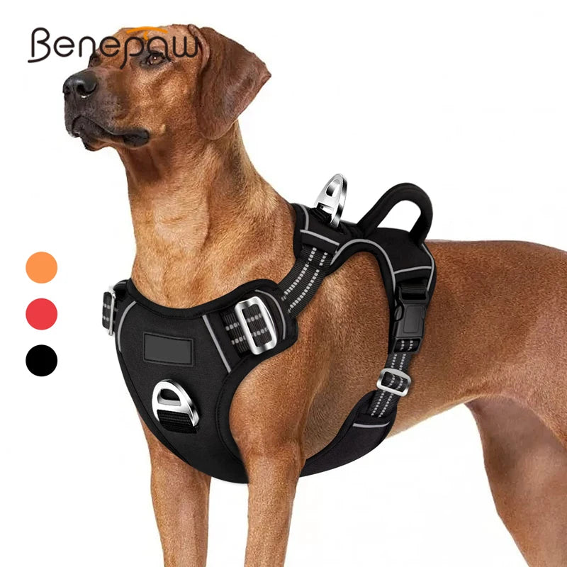 Benepaw No-Pull Dog Harness with Control Handle | No-Choke Reflective Pet Vest | Heavy-Duty Adjustable Outdoor Training Harness for Medium and Large Dogs