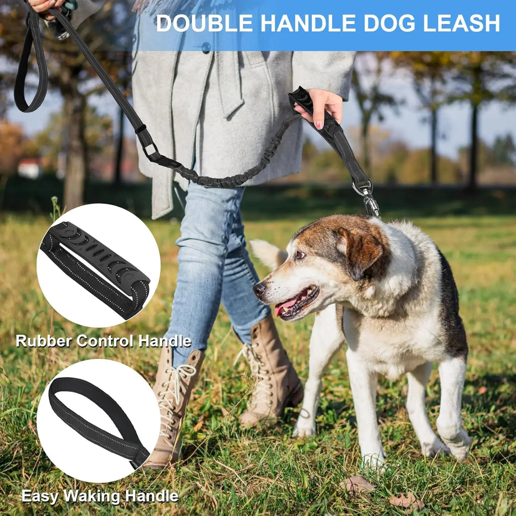 Heavy Duty Bungee Dog Leash | 4-6FT Shock Absorbing Extension Traffic Lead | Tactical Reflective Walking Running Rope for Medium and Large Dogs That Pull