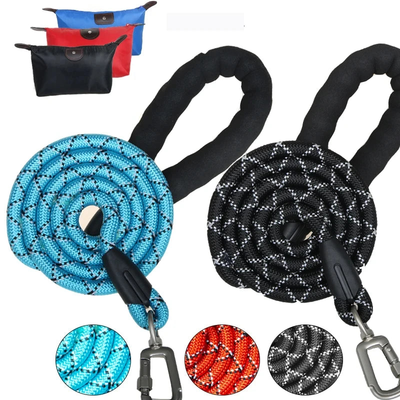 Reflective Rope Dog Leash with Padded Handle