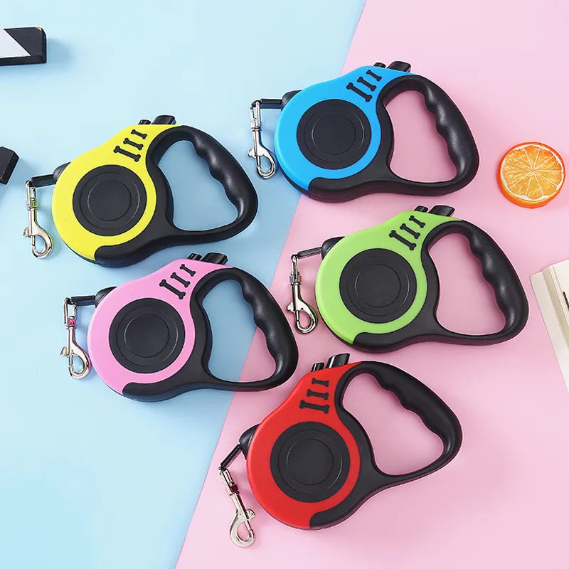 Automatic Retractable Dog Leash | Durable Nylon Extension Walking Lead | Heavy-Duty Anti-Slip Roulette Traction Rope with Quick Brake System for Cats and Dogs