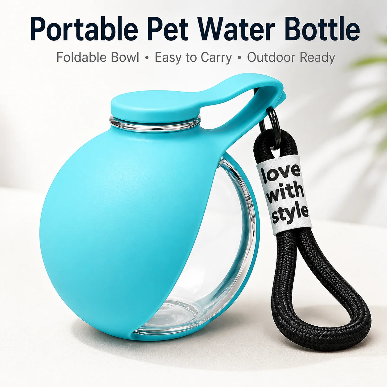 Portable Dog Water Bottle | Leaf-Shaped Silicone Travel Pet Water Dispenser with Wrist Strap | Leak-Proof Lightweight Outdoor Walking and Hiking Hydration Bowl