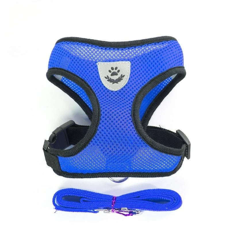 Cat and Dog Harness with Leash Set | Adjustable Polyester Mesh Breathable Walking Vest | Reflective No-Choke Escape-Proof Harness Jacket for Kittens and Small Dogs