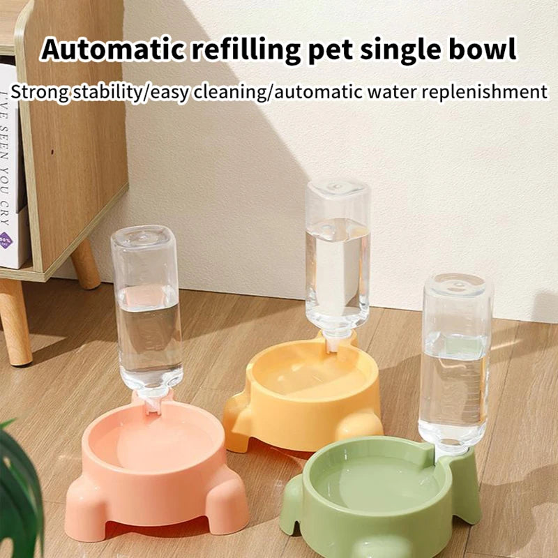 Automatic Pet Water Bottle Dispenser | Gravity Refilling Single Drinking Bowl for Puppies and Cats | Self-Dispensing No-Spill Fountain Station for Small Pets
