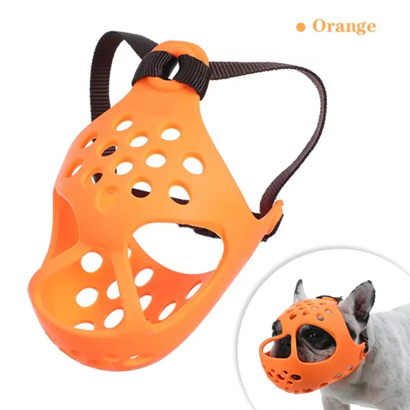 Short Snout Dog Muzzle | Soft Silicone Mask for Flat-Faced Breeds | Breathable Mesh Safety Cover for Biting, Chewing, and Licking Training for French Bulldogs, Pugs, and Boston Terriers
