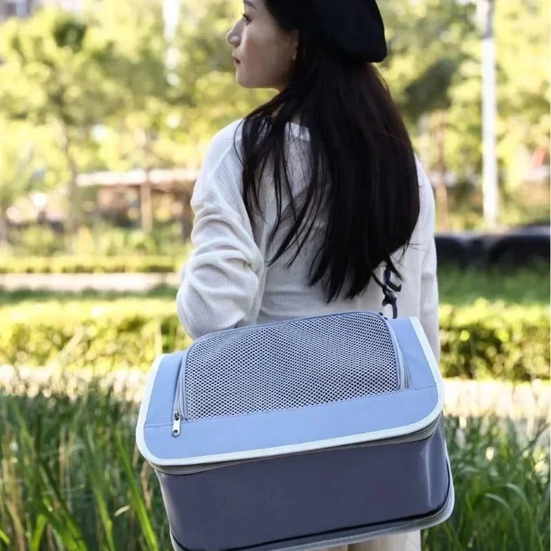 Pet Outing Portable Handbag | Summer Breathable Cat & Dog Carrier Bag | Travel Puppy & Kitten Single Shoulder Tote with Mesh Ventilation Panel