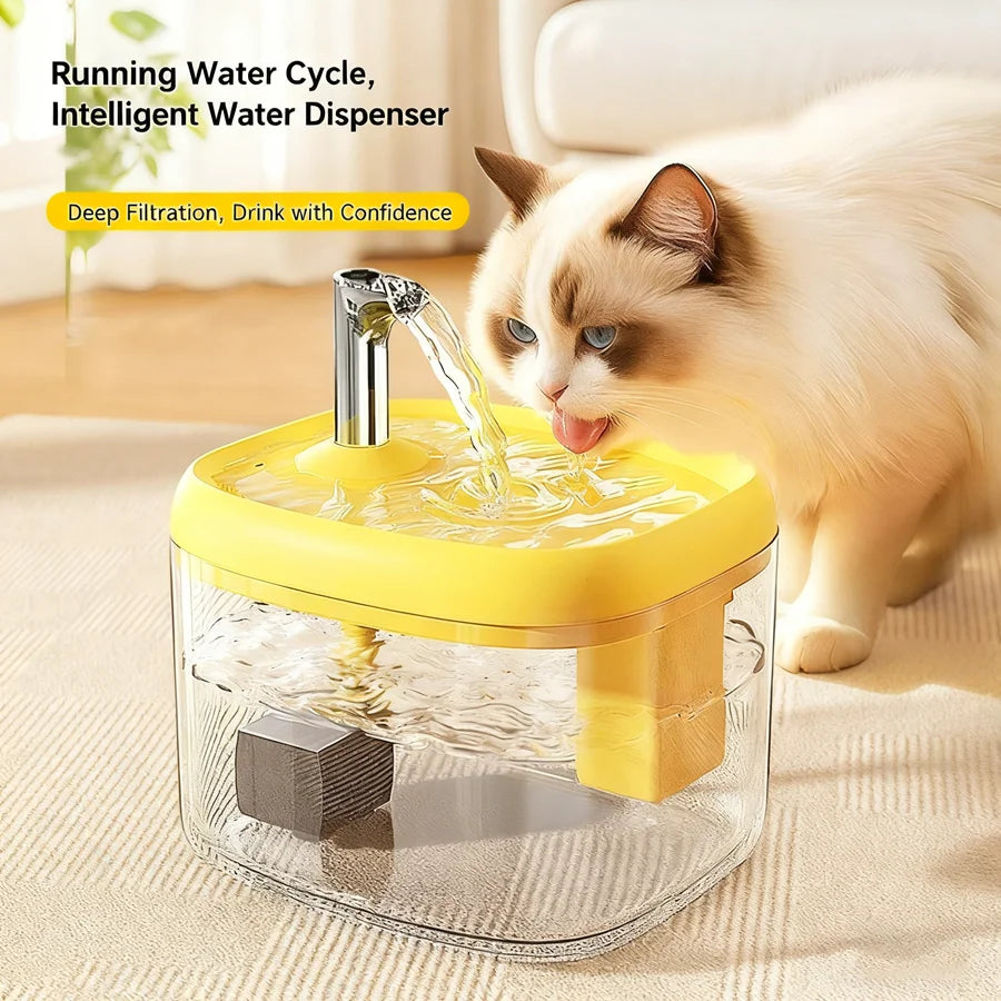 1.5L Automatic Pet Water Fountain | Ultra-Quiet Electric Cat & Dog Dispenser | Circulating Filtered Drinking Water Bowl with Top Storage Basin