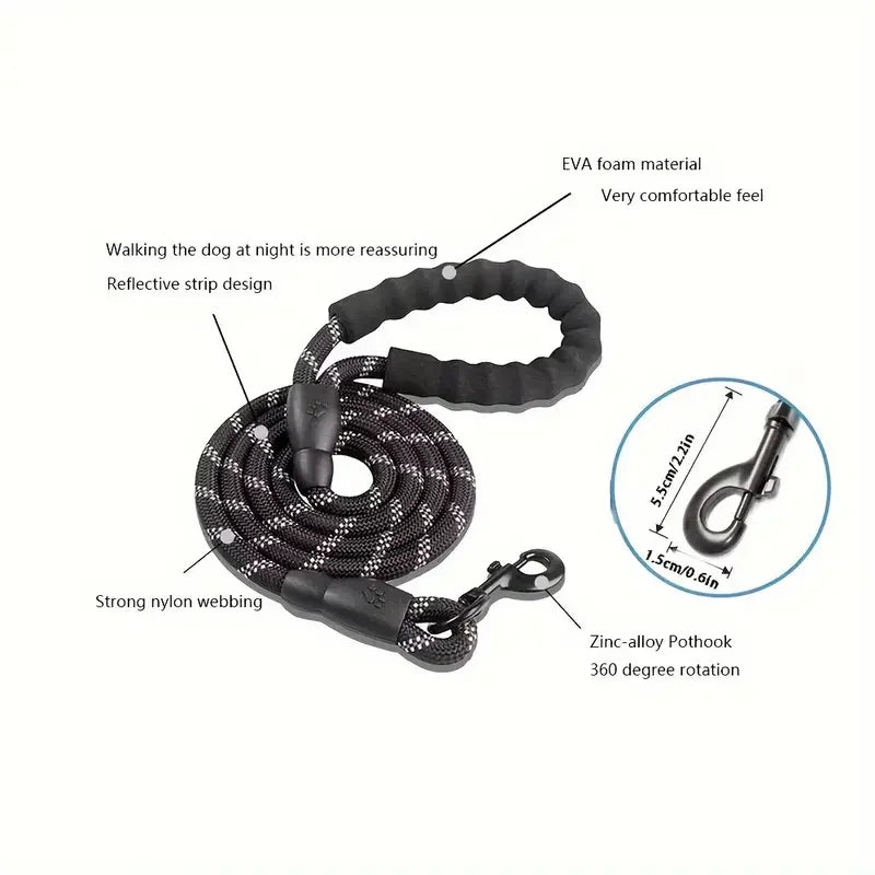 Heavy Duty Reflective Dog Leash with Soft Handle