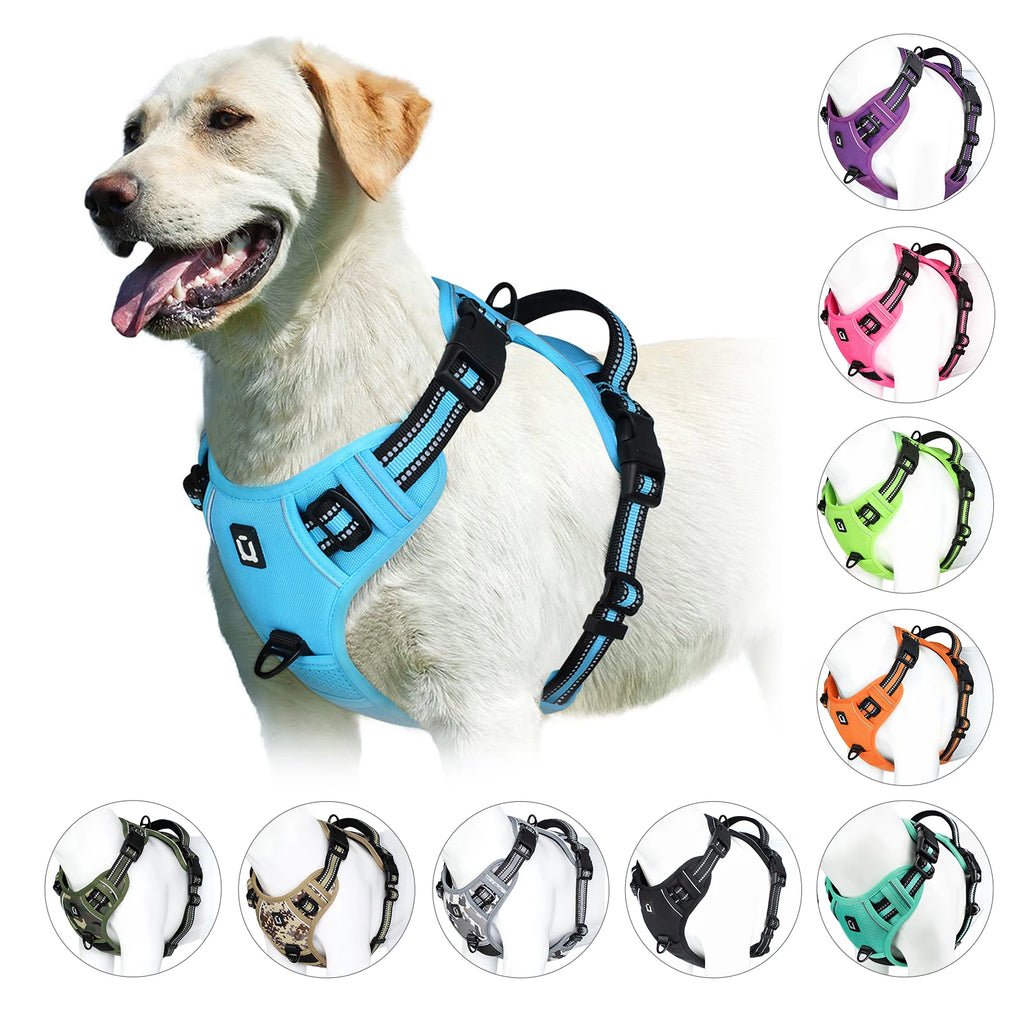 No-Pull Dog Harness with Easy Control Handle | Adjustable Soft Padded Pet Vest | Heavy-Duty Breathable Reflective Outdoor Walking Harness for Medium to Large Dogs