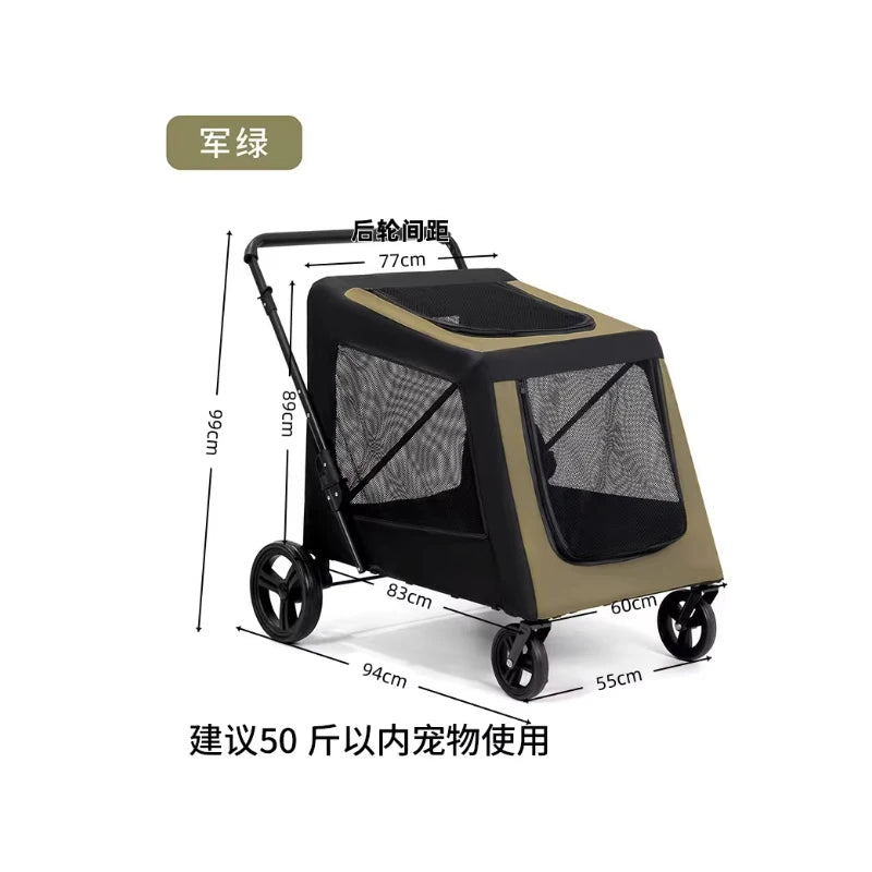 Portable Foldable Pet Stroller | Multi-Functional Large Dog Trailer Cart | Heavy-Duty 4-Wheel Jogger Wagon for Injured, Senior, and Elderly Dog Mobility