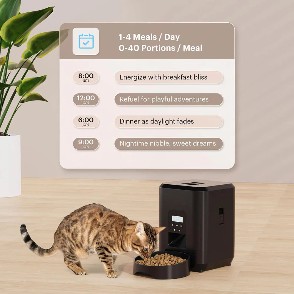 Smart Automatic Pet Feeder | Wi-Fi Enabled Cat & Dog Food Dispenser | Timed Quantitative Programmed Slow Feeder with App Control and Portion Control