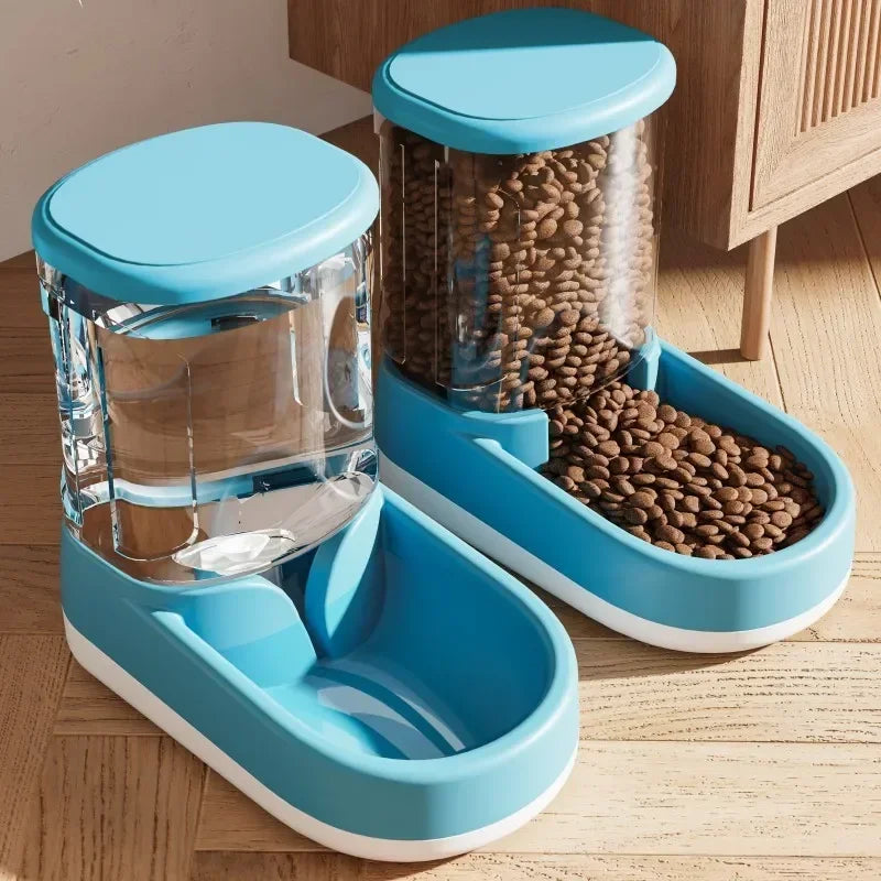 Automatic Pet Feeder and Water Dispenser Set | Gravity Food Storage Station & Drinking Bowl | Non-Electric Self-Dispensing Feeder for Cats and Dogs