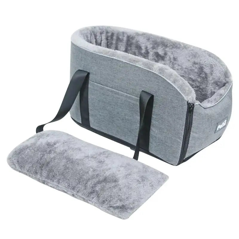 Portable Pet Dog Car Seat | Central Control Non-Slip Kennel Bed for Small Dogs & Cats | Luxury Armrest Booster Cushion Travel Basket with Safety Tether