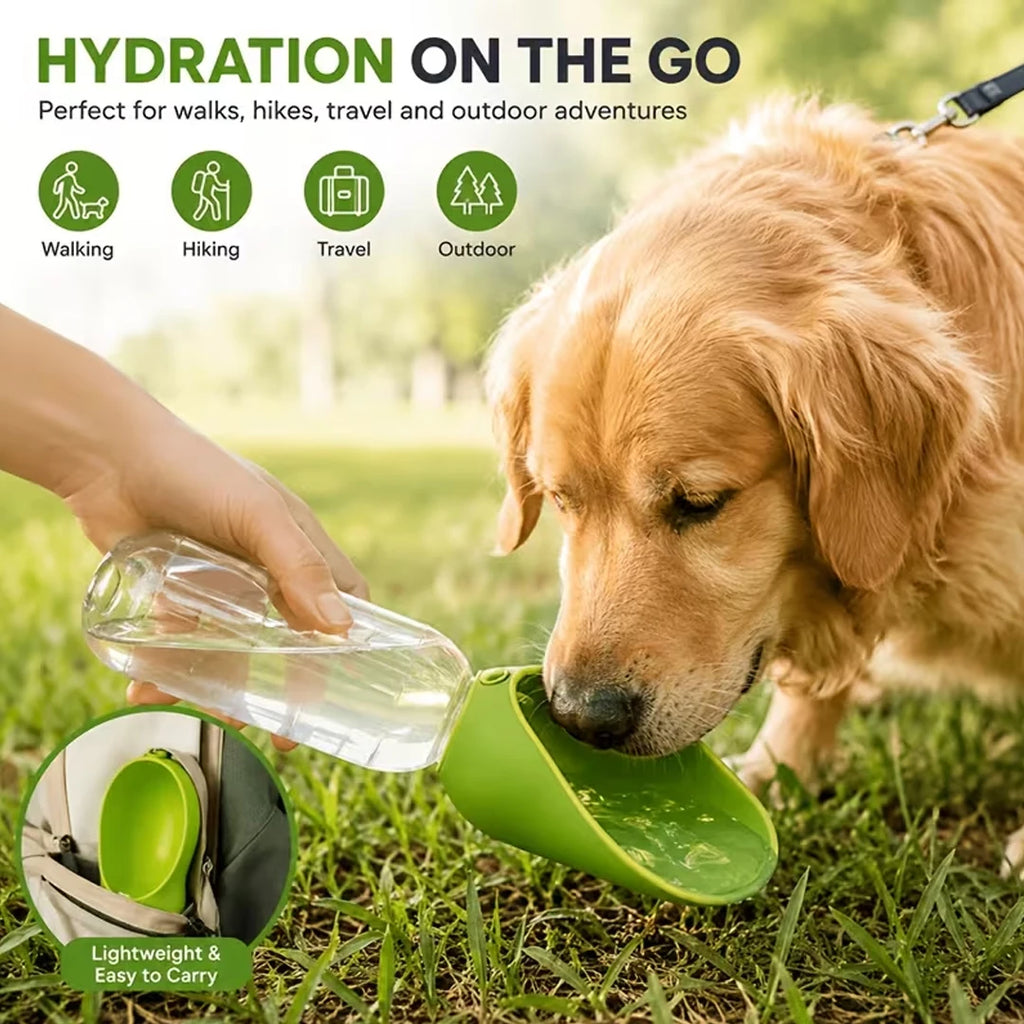 Foldable Portable Pet Water Dispenser | Outdoor Travel Drinker Compatible with Regular Water Bottles | Lightweight Leak-Proof Walking & Hiking Dog Water Bowl