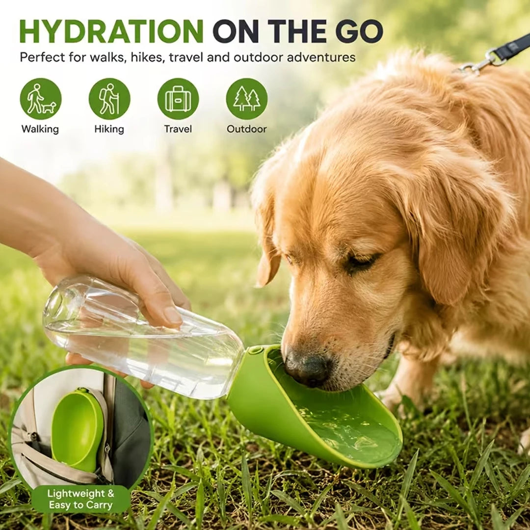 Foldable Portable Pet Water Dispenser | Outdoor Travel Drinker Compatible with Regular Water Bottles | Lightweight Leak-Proof Walking & Hiking Dog Water Bowl