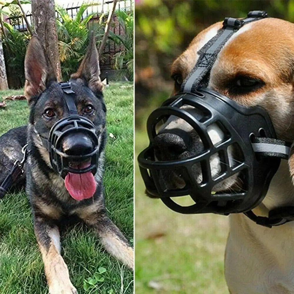 Adjustable Basket Dog Muzzle – Anti-Biting & Anti-Barking Soft Mouth Cover with Reflective Safety Strip