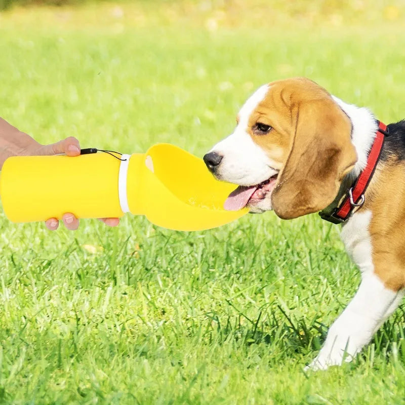Collapsible Dog Water Bottle | Portable Pet Travel Water Dispenser with Folding Drinking Tray | Leak-Proof Lightweight Outdoor Walking and Hiking Travel Bowl