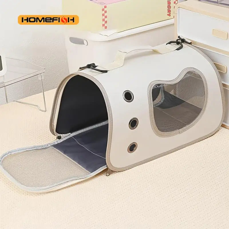 Portable Pet Carrier Bag | Outdoor Foldable Shoulder Tote for Small Dogs and Cats | Breathable Travel Kennel with Comfort Strap and Transparent Ventilation Windows