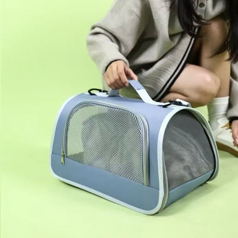 Pet Outing Portable Handbag | Summer Breathable Cat & Dog Carrier Bag | Travel Puppy & Kitten Single Shoulder Tote with Mesh Ventilation Panel
