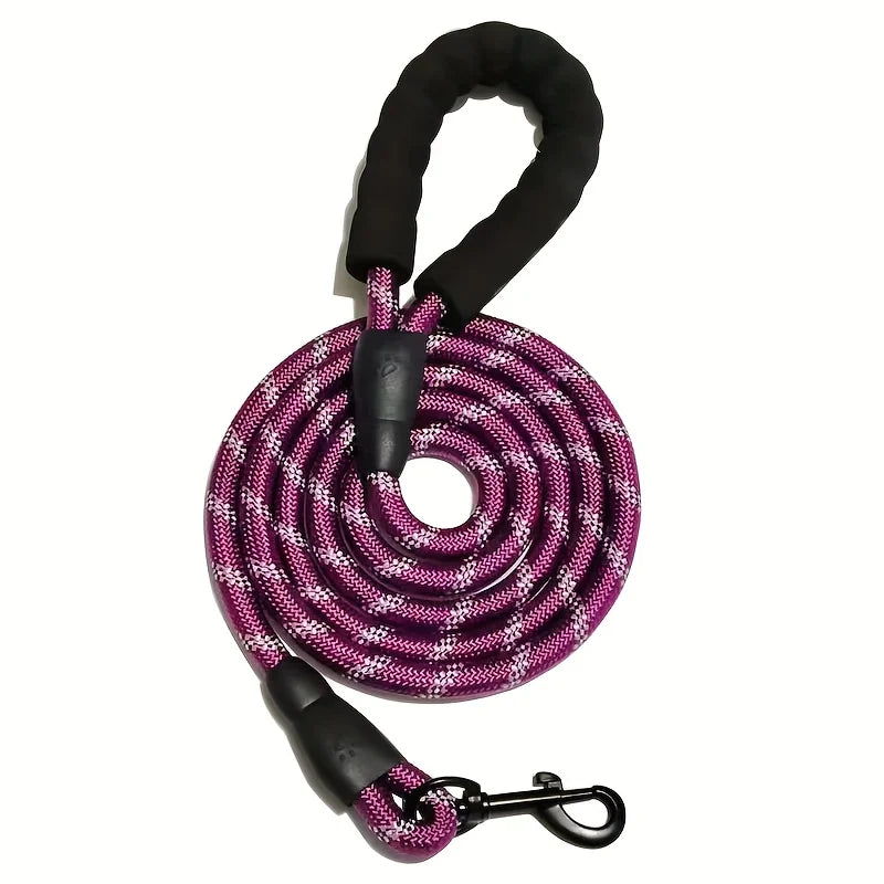 1.5m Heavy Duty Climbing Rope Dog Leash | Durable Nylon Braided Lead with Soft Padded Handle | Reflective Shock Absorbing Training Traffic Cord for Cats and Dogs