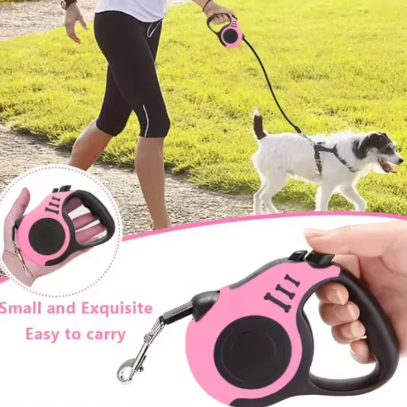 Automatic Retractable Dog Leash | Durable Nylon Extension Walking Lead | Heavy-Duty Anti-Slip Roulette Traction Rope with Quick Brake System for Cats and Dogs