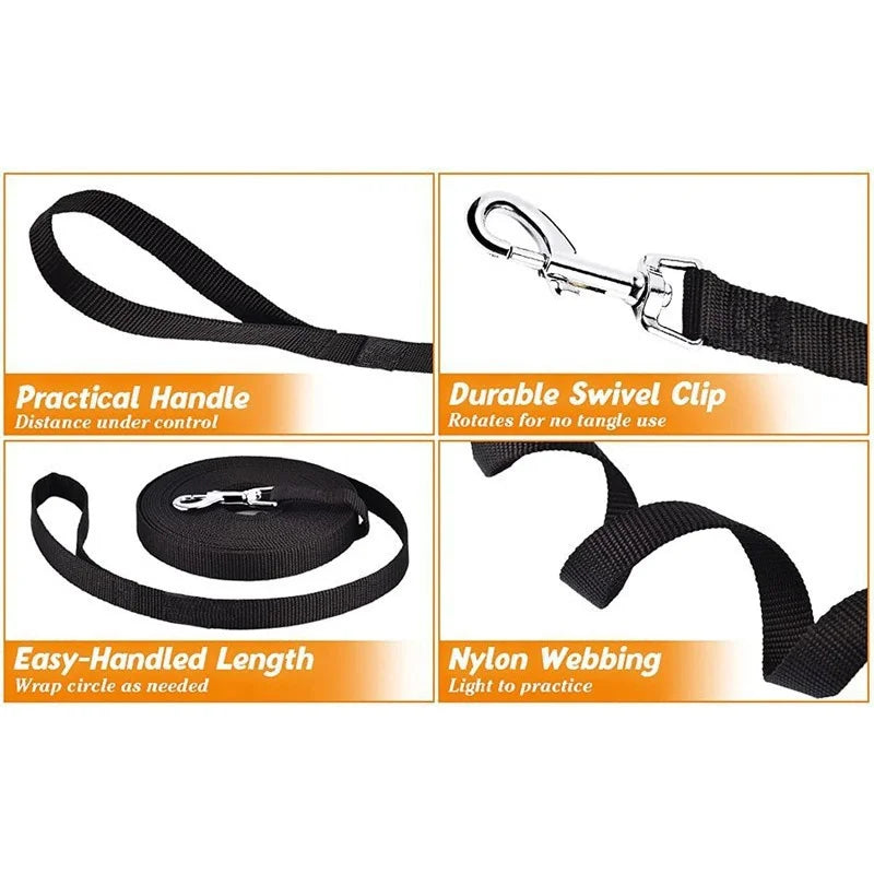 Classic Nylon Dog Leash | Durable Flat Fabric Walking Lead | Heavy-Duty Daily Training Traction Rope for Cats, Puppies, Small and Medium Dogs