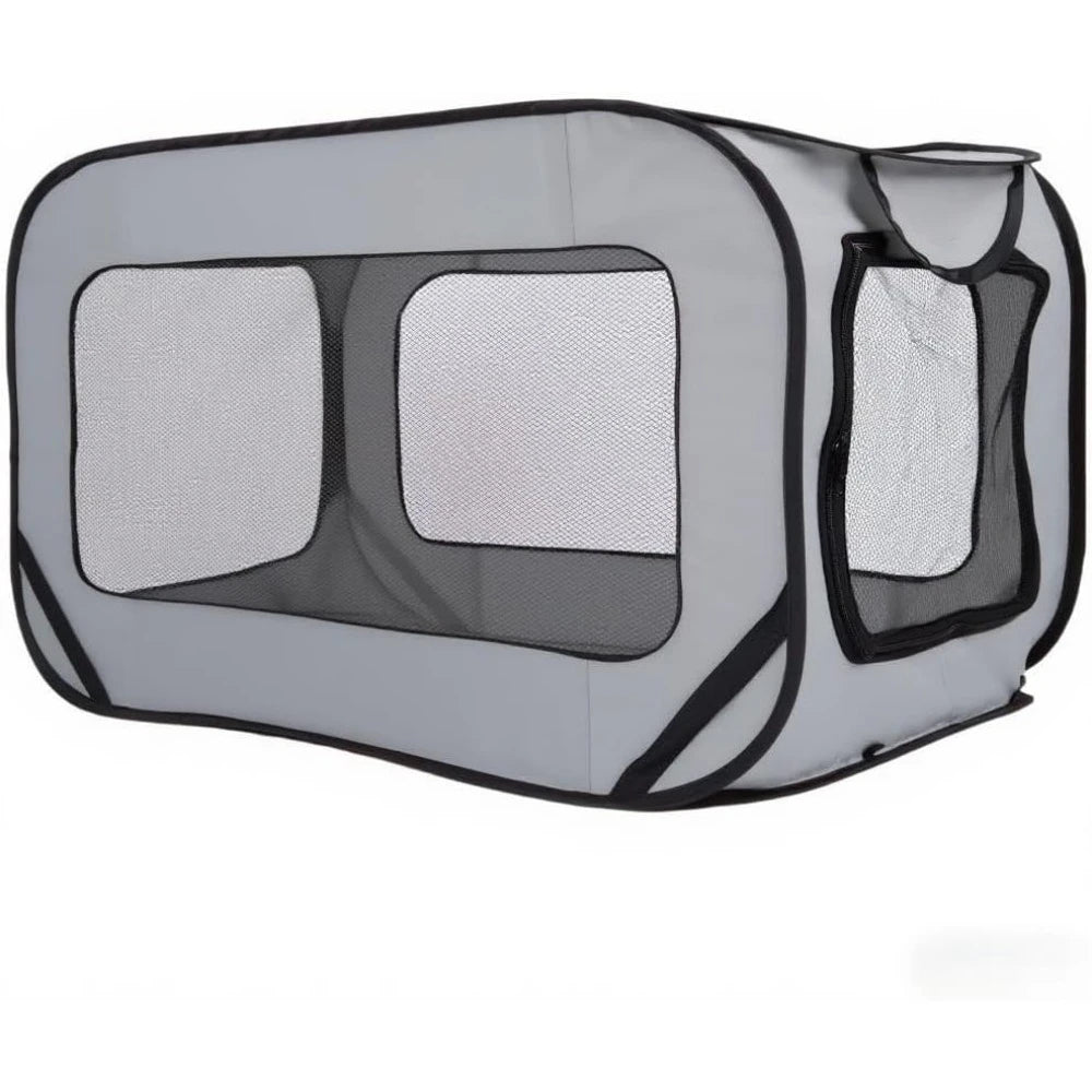 Foldable Pop-Up Pet Kennel | Portable Indoor Outdoor Dog Box & Playpen | Breathable Mesh Travel Cage and Car Seat Safe Fabric Training Crate for Cats and Dogs